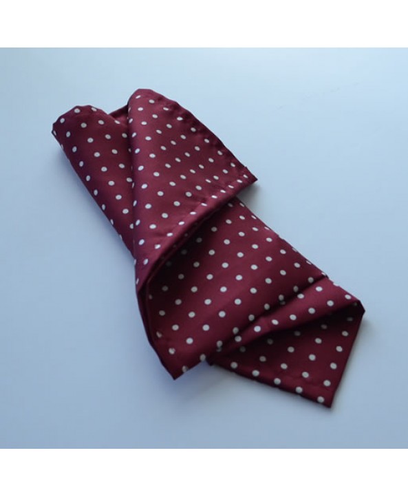 Fine Silk Spotted Hank with White Spots on Wine Red